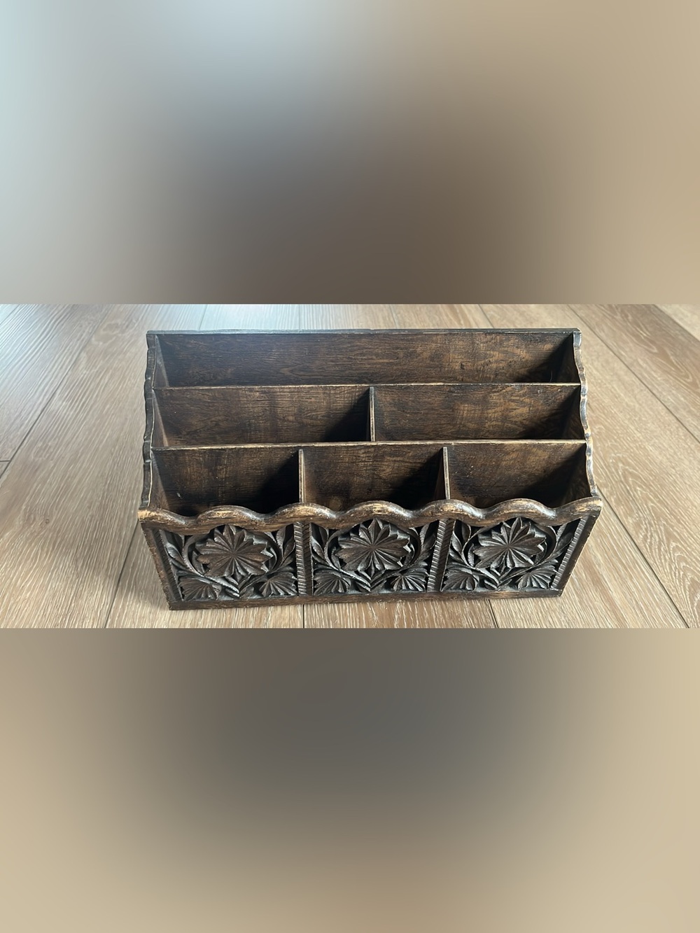 Vintage Lerner Faux Wood desk caddy/Kitchen organizer/Letter Holder